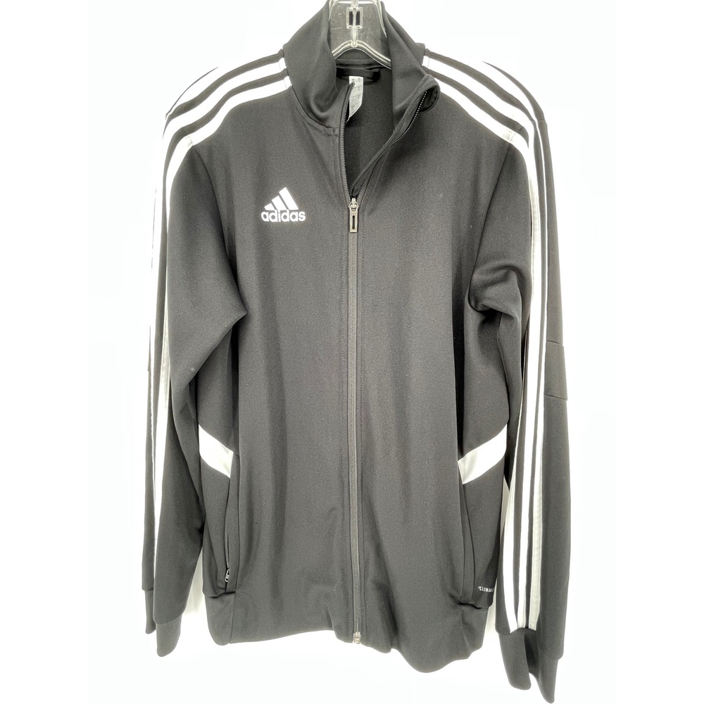 Adidas Mens Climalite‎ Track Jacket Black White 3 Stripe Full Zip Small S